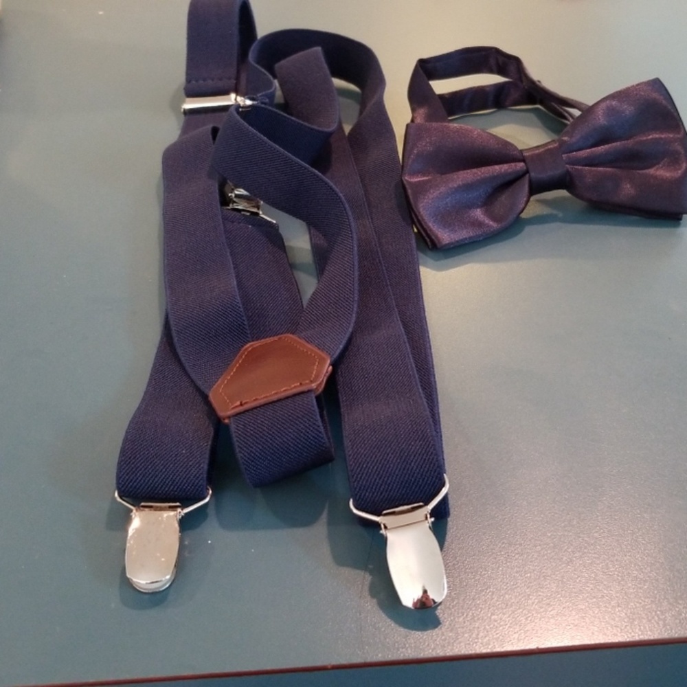 Mens suspenders and bowtie